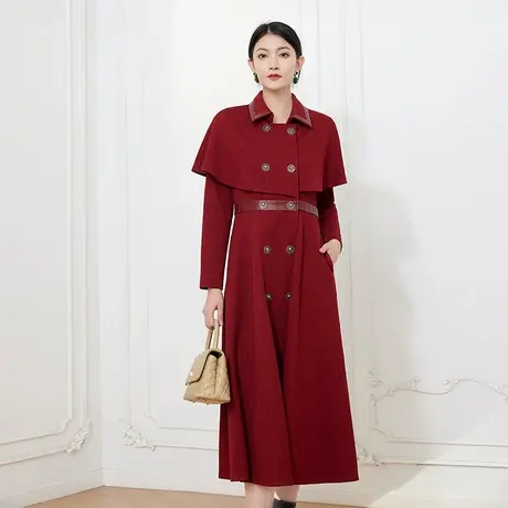 希区瑞普法式斗篷风衣宽松双排扣显瘦显身材风衣女外套大衣高级感商品大图