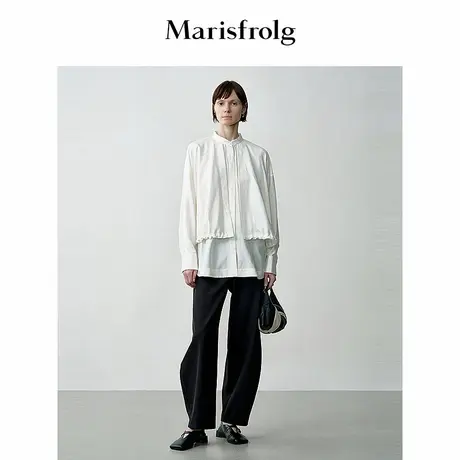 【松弛裤装】玛丝菲尔秋黑色宽松及踝长度直筒长裤商品大图