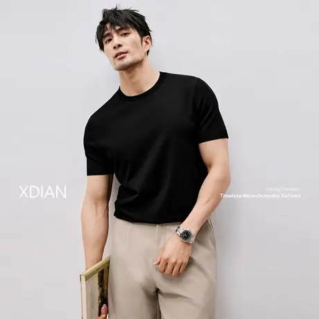 【首页会员内购直降8折】续点「07.12新品」凉感冰丝纱针织衫短袖图片