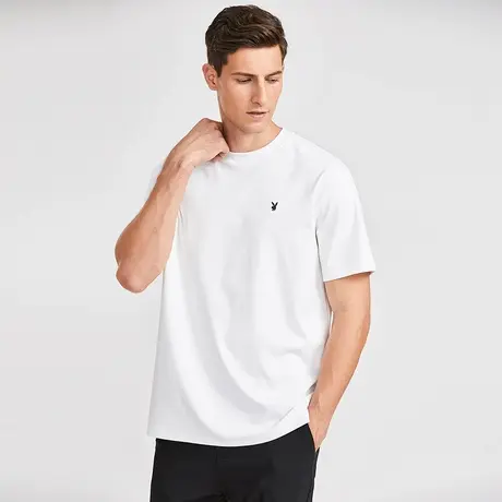 【透气棉】花花公子原创简约百搭短袖T恤男女同款微阔休闲上衣商品大图