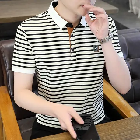 男士短袖t恤夏季2024年新款韩版潮流纯棉半袖休闲男装polo衫衣服商品大图