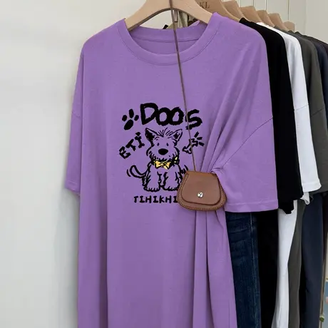 2025超火减龄大码短袖t恤女宽松胖mm半袖多巴胺巨好看的夏日上衣商品大图