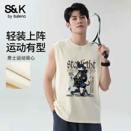 班尼路S&K系列坎肩背心男士夏季港风潮流宽松百搭运动无袖t恤男A图片