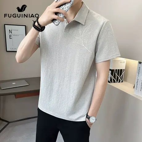富贵鸟翻领短袖t恤男士夏季2025年新款刺绣上衣休闲半袖Polo衫男图片