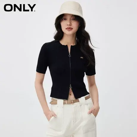 ONLY奥莱夏季百搭简约显瘦圆领开衫长袖针织衫女商品大图