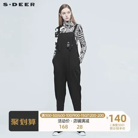 sdeer圣迪奥女装简约印花挖袋背带裤S20380825图片