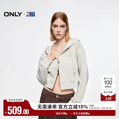 ONLY奥莱夏季NBA联名款百搭连帽短款开衫卫衣女图片