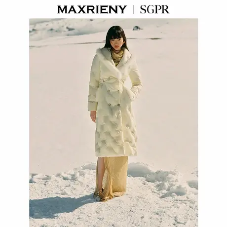 【商场同款】MAXRIENY精致贵雅毛边羽绒服大翻领保暖外套24冬新款商品大图