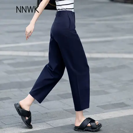 藏青色新款天丝镰刀裤女2025夏季爆款薄款宽松显瘦女裤休闲哈伦裤商品大图