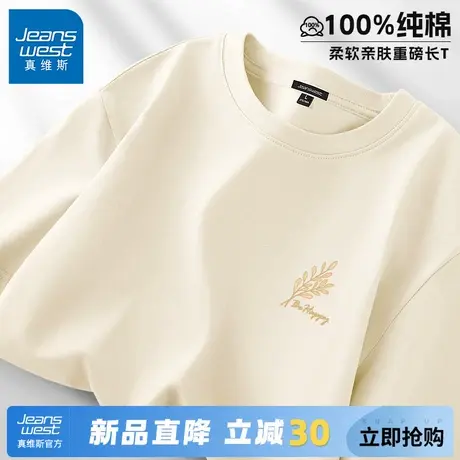 GV真维斯纯棉长袖男t恤中国风潮流重磅打底衫男士秋季内搭套头衫C商品大图