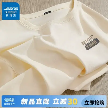 GV真维斯男士短袖t恤2025新款夏季纯棉重磅半袖男宽松体恤衫男款C商品大图