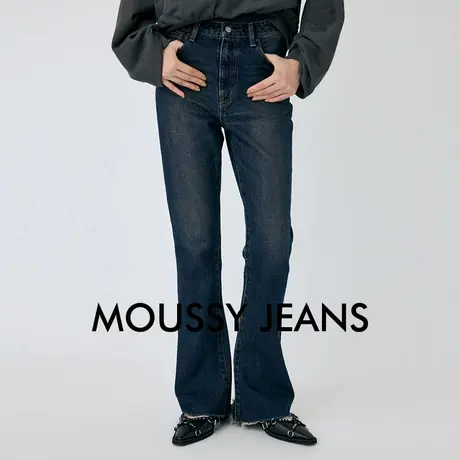 MOUSSY 夏季新品复古做旧微喇裤棉质毛边牛仔裤010HAH11-6361图片