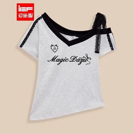 IEF/爱依服2025夏季新款美式时尚休闲风设计感通勤百搭短袖上衣图片