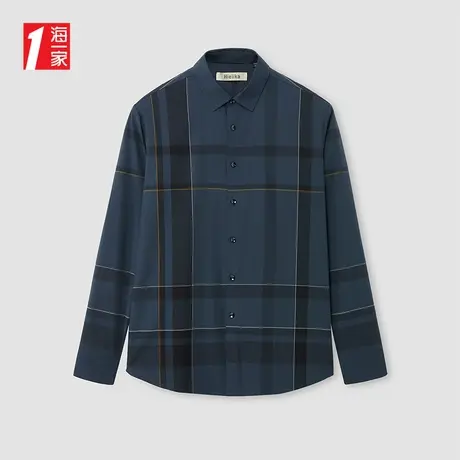 海一家大众休闲长衬2025春季男士时尚格纹长袖衬衫商品大图