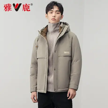 雅鹿羽绒服男2022新短款连帽中青年潮流学生加厚防寒鸭绒冬季外套商品大图