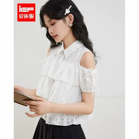 IEF/爱依服2025夏季新款法式甜美减龄少女风荷叶边设计感百搭上衣商品大图