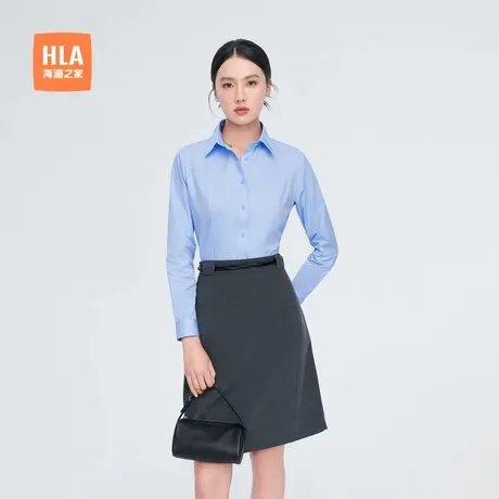 HLA/海澜之家商务休闲长袖女士正装衬衫春夏季新款职业直筒白衬衣商品大图