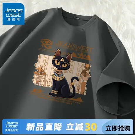 GV真维斯港风短袖男t恤夏季纯棉男士半袖2025新款高街青少年体恤C商品大图