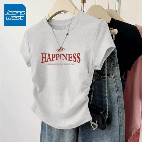 KV真维斯2025新款女士短袖T恤 夏季款情侣装圆领百搭吸汗透气上衣商品大图