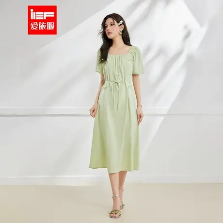 IEF/爱依服2025夏季新款韩版知性度假风通勤百搭设计感连衣中裙图片