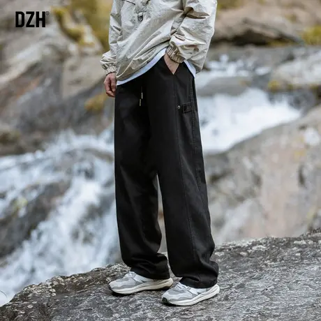 男士黑色直筒工装裤男款春季美式休闲长裤宽松裤子2025年新款男裤图片