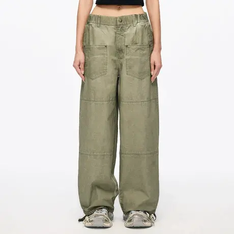 木村三社SANSYAS 美式阔腿工装裤秋季直筒脏洗做旧休闲裤男女同款商品大图