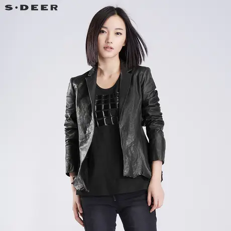 sdeer圣迪奥设计感修身分割磁扣皮质外套S16382291图片