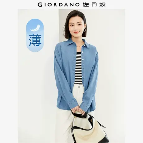 佐丹奴衬衫女装纯棉薄牛仔宽松长袖休闲衬衫 05344479商品大图