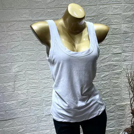 背心女外穿2021夏季新款设计感宽松百搭吊带白色Ｕ领无袖Ｔ恤上衣图片