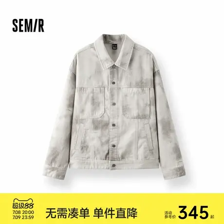 [商场同款]森马牛仔外套男复古帅酷翻领夹克2025秋季新款上衣宽松商品大图