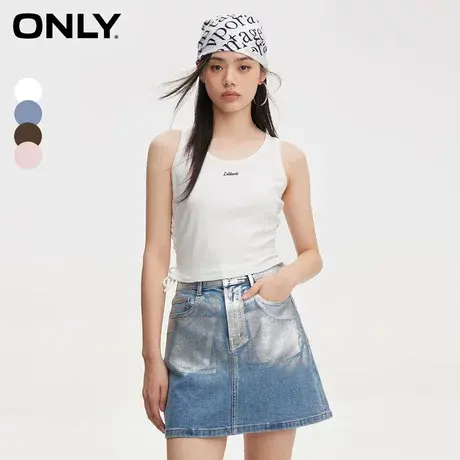 ONLY奥莱夏季设计感时尚绑带字母刺绣圆领T恤女商品大图