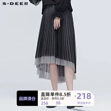 S·DEER圣迪奥女装秋季新款时尚层次网纱拼接长裙S20381107图片