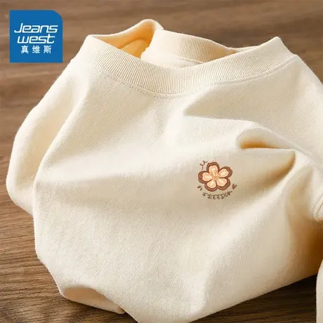 KMV真维斯短袖t恤女2025新款夏季圆领薄款纯棉宽松小个子百搭上衣图片