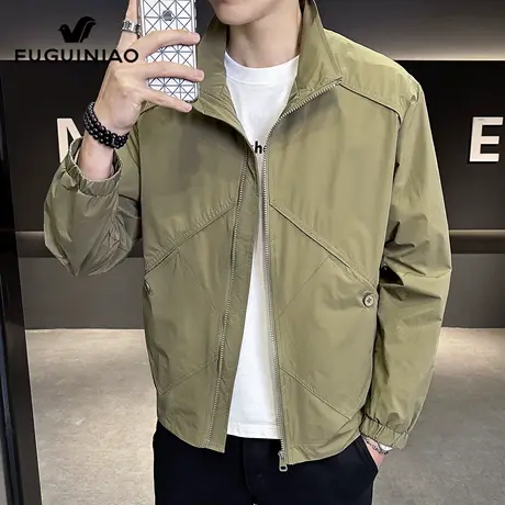 富贵鸟立领夹克男士秋季2025年新款潮流防风上衣服休闲工装外套男图片