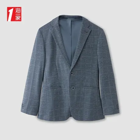 海一家商务休闲西装外套2025春季新款平驳领格纹男士西服图片