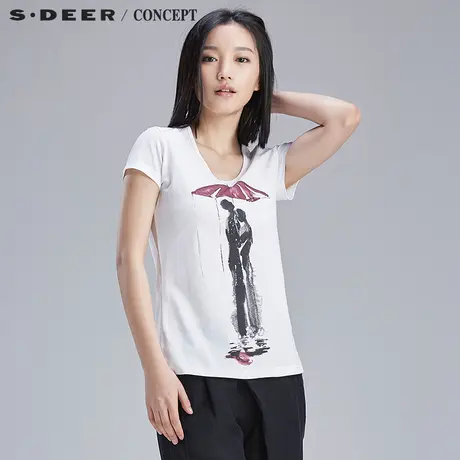 S·DEER＼CONCEPT【新品】圣迪奥装趣味抽象印花短袖T恤S16280120图片