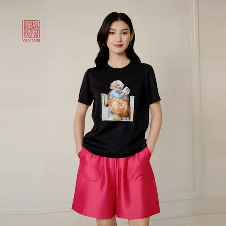 EP雅莹高端系列 真丝原创印花圆领短袖T恤上衣 夏季商场同款5302A商品大图
