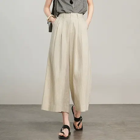八分裙裤阔腿裤女夏季薄款2025新款小个子宽松休闲裤天丝大脚裤子商品大图
