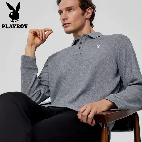 【总裁视感】花花公子春季长袖POLO衫翻领内搭打底衫商务休闲上衣商品大图