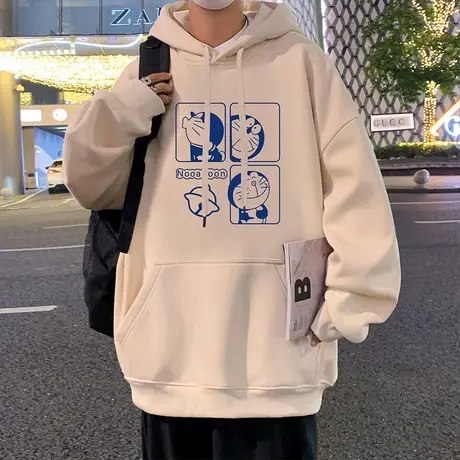 高街纯棉重磅连帽卫衣男秋冬季2023新款宽松大码潮流ins帽衫外套商品大图