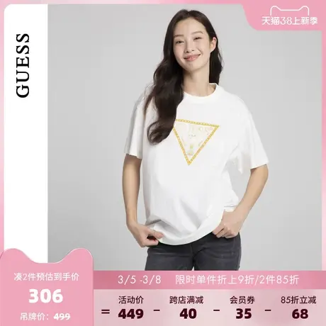 GUESS女士时尚百搭镶钻短袖T恤-W4PP99K2Q40图片