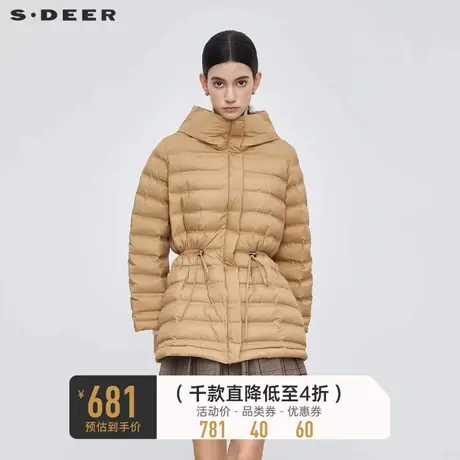 sdeer圣迪奥女装时尚高领连帽收腰宽松羽绒服S23463105📱商品大图