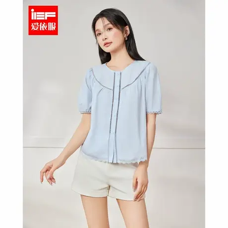 IEF/爱依服2025夏季新款时尚气质通勤设计感温柔女人味宽松短上衣商品大图