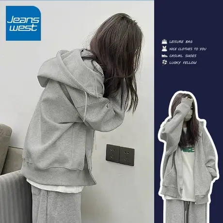 KV真维斯复古灰色开衫外套2025新款春秋季休闲时尚百搭小个子上衣商品大图