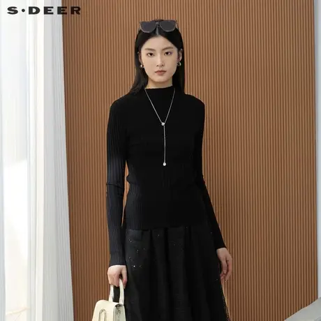 【直播间专属】S·DEER圣迪奥半高领修身基本款针织衫S223Z35B6图片