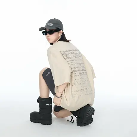 YEP2025新款潮牌宽松印花短袖T恤女潮酷高街情侣夏季纯棉半袖上衣图片