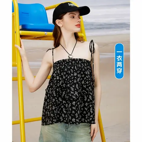 a02【一衣两穿】吊带上衣个性半裙夏季俏皮可爱女式衬衫商品大图