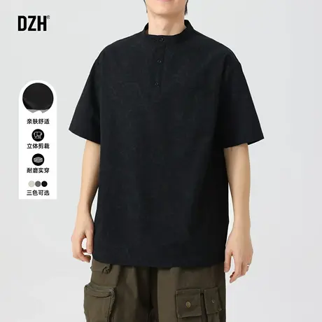 男士速干亨利领短袖男夏季薄款2025新款休闲半开衫潮牌衬衫半袖衫图片