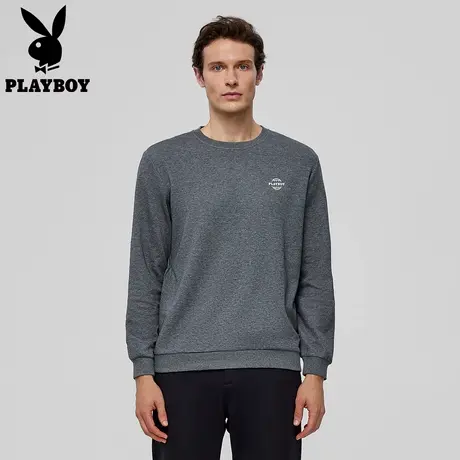 PLAYBOY花花公子官方圆领卫衣基础百搭长袖T恤上衣打底衫2025新款商品大图