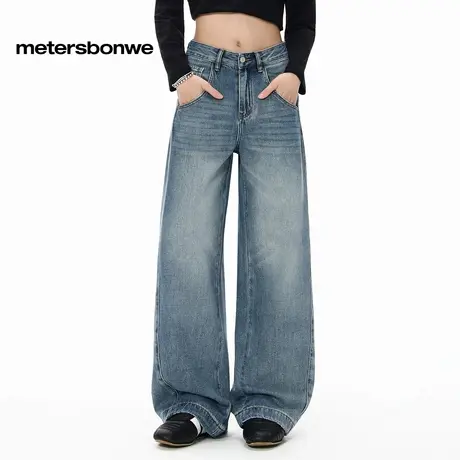 美特斯邦威牛仔裤女2025夏季新款复古耐磨纯棉宽松显瘦直筒裤女ZZ图片